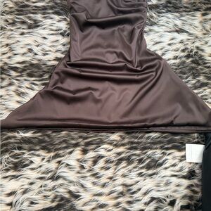 Elegant Brown Satin Dress
